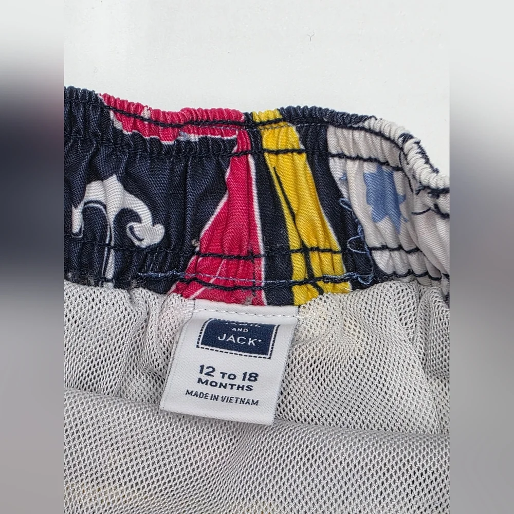 Janie and Jack baby boy sailboat print swim trunks size 6-12 months